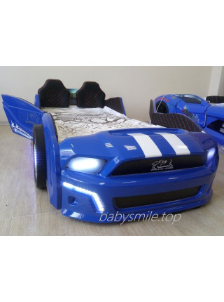 Ліжко гоночна машина Мустанг синя